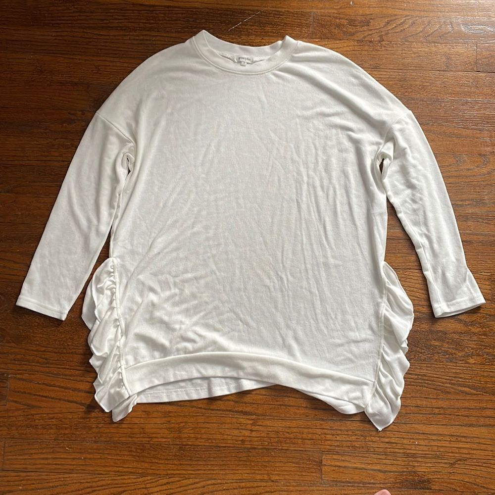 Amaryllis White Ruffle Sweater